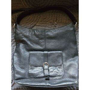 Clarks Black Leather Tote w/Front Pocket Large Shoulder Bag